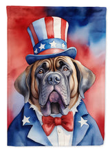 Load image into Gallery viewer, Mastiff Patriotic American Garden Flag – Dog in Uncle Sam Hat | Red, White &amp; Blue Outdoor Decor