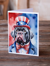 Load image into Gallery viewer, Neapolitan Mastiff Patriotic American Greeting Cards - Blank Note Cards – 8-Pack of Artist-Designed Cards with Envelopes