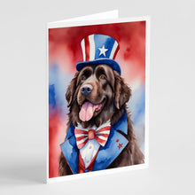 Load image into Gallery viewer, Newfoundland Patriotic American Greeting Cards - Blank Note Cards – 8-Pack of Artist-Designed Cards with Envelopes