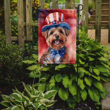 Load image into Gallery viewer, Norfolk Terrier Patriotic American Garden Flag – Dog in Uncle Sam Hat | Red, White &amp; Blue Outdoor Decor