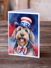 Load image into Gallery viewer, Otterhound Patriotic American Greeting Cards - Blank Note Cards – 8-Pack of Artist-Designed Cards with Envelopes