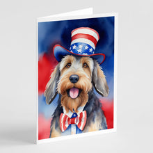 Load image into Gallery viewer, Otterhound Patriotic American Greeting Cards - Blank Note Cards – 8-Pack of Artist-Designed Cards with Envelopes
