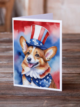 Load image into Gallery viewer, Corgi Patriotic American Greeting Cards - Blank Note Cards – 8-Pack of Artist-Designed Cards with Envelopes
