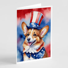 Load image into Gallery viewer, Corgi Patriotic American Greeting Cards - Blank Note Cards – 8-Pack of Artist-Designed Cards with Envelopes