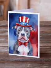 Load image into Gallery viewer, Pit Bull Terrier Patriotic American Greeting Cards - Blank Note Cards – 8-Pack of Artist-Designed Cards with Envelopes