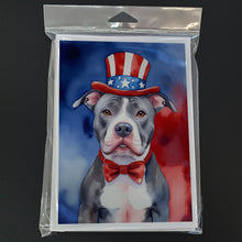 Load image into Gallery viewer, Pit Bull Terrier Patriotic American Greeting Cards - Blank Note Cards – 8-Pack of Artist-Designed Cards with Envelopes