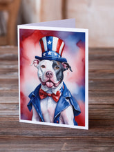 Load image into Gallery viewer, Pit Bull Terrier Patriotic American Greeting Cards - Blank Note Cards – 8-Pack of Artist-Designed Cards with Envelopes
