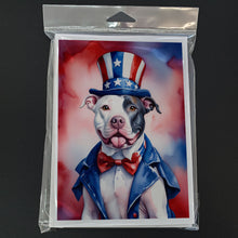 Load image into Gallery viewer, Pit Bull Terrier Patriotic American Greeting Cards - Blank Note Cards – 8-Pack of Artist-Designed Cards with Envelopes