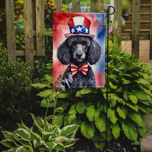 Load image into Gallery viewer, Black Poodle Patriotic American Garden Flag – Dog in Uncle Sam Hat | Red, White &amp; Blue Outdoor Decor