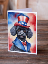 Load image into Gallery viewer, Black Poodle Patriotic American Greeting Cards - Blank Note Cards – 8-Pack of Artist-Designed Cards with Envelopes