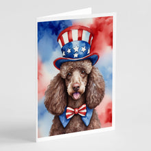Load image into Gallery viewer, Poodle Patriotic American Greeting Cards - Blank Note Cards – 8-Pack of Artist-Designed Cards with Envelopes