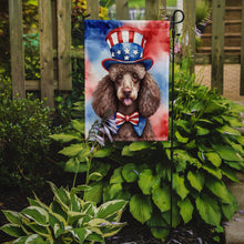 Load image into Gallery viewer, Poodle Patriotic American Garden Flag – Dog in Uncle Sam Hat | Red, White &amp; Blue Outdoor Decor