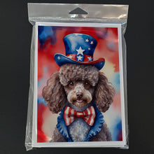 Load image into Gallery viewer, Poodle Patriotic American Greeting Cards - Blank Note Cards – 8-Pack of Artist-Designed Cards with Envelopes