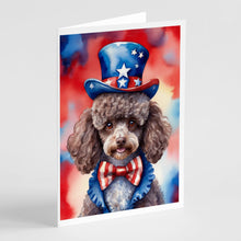 Load image into Gallery viewer, Poodle Patriotic American Greeting Cards - Blank Note Cards – 8-Pack of Artist-Designed Cards with Envelopes
