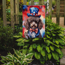 Load image into Gallery viewer, Poodle Patriotic American Garden Flag – Dog in Uncle Sam Hat | Red, White &amp; Blue Outdoor Decor