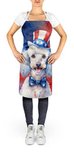 Load image into Gallery viewer, White Poodle Patriotic American Apron – Artist-Designed Kitchen, BBQ &amp; Craft Apron