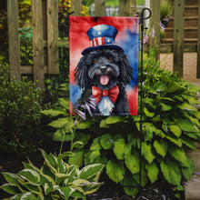 Load image into Gallery viewer, Puli Patriotic American Garden Flag – Dog in Uncle Sam Hat | Red, White &amp; Blue Outdoor Decor
