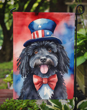 Load image into Gallery viewer, Puli Patriotic American Garden Flag – Dog in Uncle Sam Hat | Red, White &amp; Blue Outdoor Decor