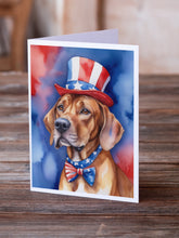 Load image into Gallery viewer, Rhodesian Ridgeback Patriotic American Greeting Cards - Blank Note Cards – 8-Pack of Artist-Designed Cards with Envelopes