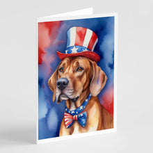 Load image into Gallery viewer, Rhodesian Ridgeback Patriotic American Greeting Cards - Blank Note Cards – 8-Pack of Artist-Designed Cards with Envelopes