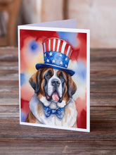 Load image into Gallery viewer, Saint Bernard Patriotic American Greeting Cards - Blank Note Cards – 8-Pack of Artist-Designed Cards with Envelopes