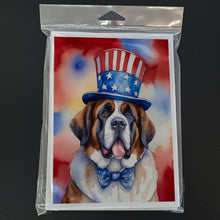 Load image into Gallery viewer, Saint Bernard Patriotic American Greeting Cards - Blank Note Cards – 8-Pack of Artist-Designed Cards with Envelopes