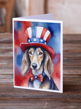 Load image into Gallery viewer, Saluki Patriotic American Greeting Cards - Blank Note Cards – 8-Pack of Artist-Designed Cards with Envelopes