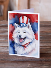 Load image into Gallery viewer, Samoyed Patriotic American Greeting Cards - Blank Note Cards – 8-Pack of Artist-Designed Cards with Envelopes