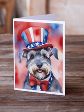 Load image into Gallery viewer, Schnauzer Patriotic American Greeting Cards - Blank Note Cards – 8-Pack of Artist-Designed Cards with Envelopes