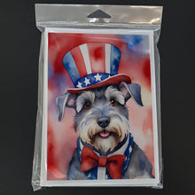 Load image into Gallery viewer, Schnauzer Patriotic American Greeting Cards - Blank Note Cards – 8-Pack of Artist-Designed Cards with Envelopes