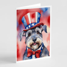 Load image into Gallery viewer, Schnauzer Patriotic American Greeting Cards - Blank Note Cards – 8-Pack of Artist-Designed Cards with Envelopes