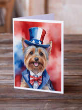 Load image into Gallery viewer, Silky Terrier Patriotic American Greeting Cards - Blank Note Cards – 8-Pack of Artist-Designed Cards with Envelopes