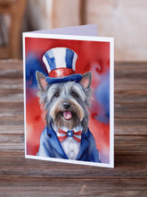 Load image into Gallery viewer, Skye Terrier Patriotic American Greeting Cards - Blank Note Cards – 8-Pack of Artist-Designed Cards with Envelopes