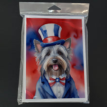 Load image into Gallery viewer, Skye Terrier Patriotic American Greeting Cards - Blank Note Cards – 8-Pack of Artist-Designed Cards with Envelopes