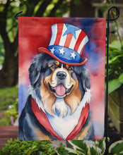 Load image into Gallery viewer, Tibetan Mastiff Patriotic American Garden Flag – Dog in Uncle Sam Hat | Red, White &amp; Blue Outdoor Decor