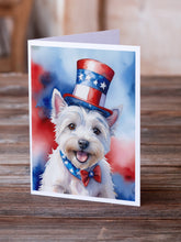 Load image into Gallery viewer, Westie Patriotic American Greeting Cards - Blank Note Cards – 8-Pack of Artist-Designed Cards with Envelopes