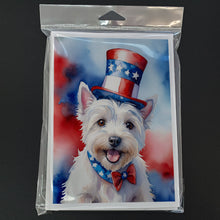 Load image into Gallery viewer, Westie Patriotic American Greeting Cards - Blank Note Cards – 8-Pack of Artist-Designed Cards with Envelopes