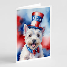 Load image into Gallery viewer, Westie Patriotic American Greeting Cards - Blank Note Cards – 8-Pack of Artist-Designed Cards with Envelopes