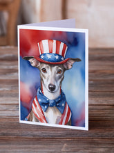 Load image into Gallery viewer, Whippet Patriotic American Greeting Cards - Blank Note Cards – 8-Pack of Artist-Designed Cards with Envelopes