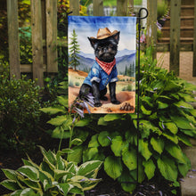 Load image into Gallery viewer, Affenpinscher Cowboy Welcome Garden Flag – Western Dog Yard Decor with Mountain Landscape