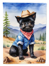 Load image into Gallery viewer, Affenpinscher Cowboy Welcome Garden Flag – Western Dog Yard Decor with Mountain Landscape
