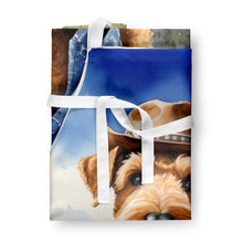 Load image into Gallery viewer, Airedale Terrier Cowboy Welcome Apron – Artist-Designed Kitchen, BBQ &amp; Craft Apron