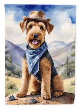 Load image into Gallery viewer, Airedale Terrier Cowboy Welcome House Flag