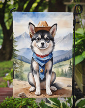 Load image into Gallery viewer, Alaskan Klee Kai Cowboy Welcome Garden Flag – Western Dog Yard Decor with Mountain Landscape