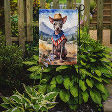 Load image into Gallery viewer, American Hairless Terrier Cowboy Welcome Garden Flag – Western Dog Yard Decor with Mountain Landscape