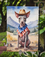 Load image into Gallery viewer, American Hairless Terrier Cowboy Welcome Garden Flag – Western Dog Yard Decor with Mountain Landscape