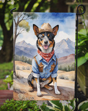Load image into Gallery viewer, Australian Cattle Dog Cowboy Welcome Garden Flag – Western Dog Yard Decor with Mountain Landscape