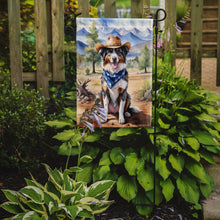 Load image into Gallery viewer, Australian Shepherd Cowboy Welcome Garden Flag – Western Dog Yard Decor with Mountain Landscape