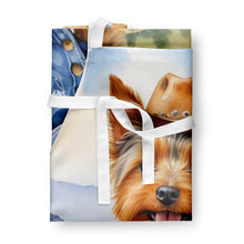 Load image into Gallery viewer, Australian Terrier Cowboy Welcome Apron – Artist-Designed Kitchen, BBQ &amp; Craft Apron