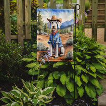 Load image into Gallery viewer, Bedlington Terrier Cowboy Welcome Garden Flag – Western Dog Yard Decor with Mountain Landscape